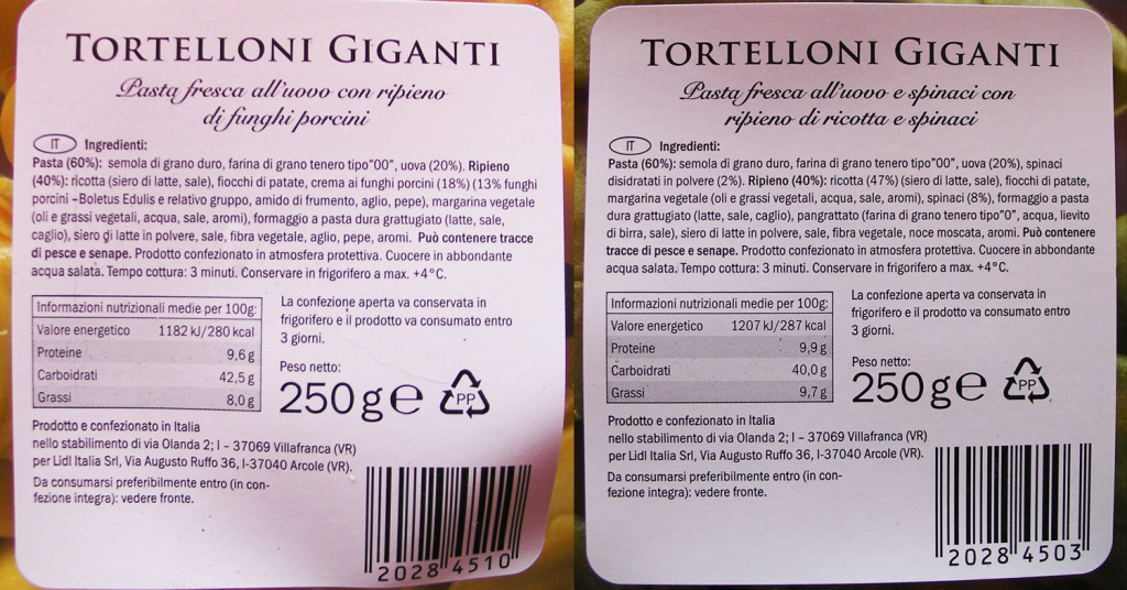 lidl Tortelli giganti 0,99 euro retro